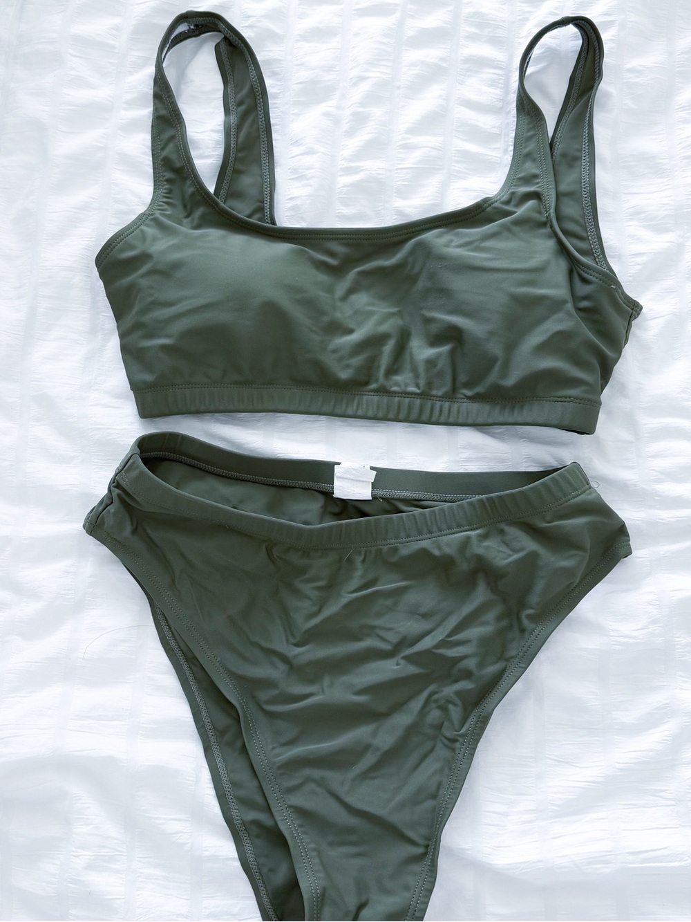 Olive Green Two-Piece high waisted Bikini Set